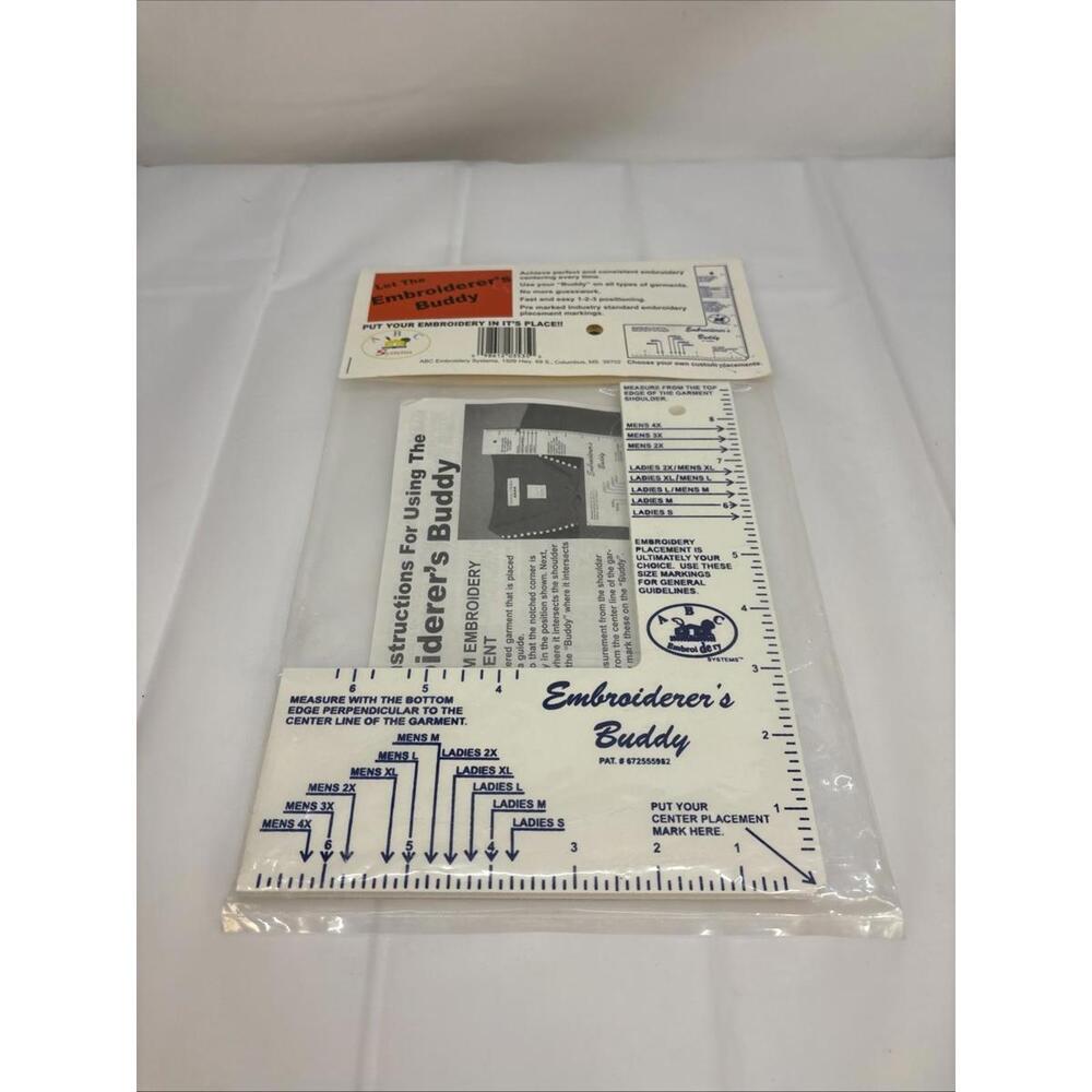 ABC Embroidery Placement Tool for Garments - Embroiderer's Buddy ruler guide